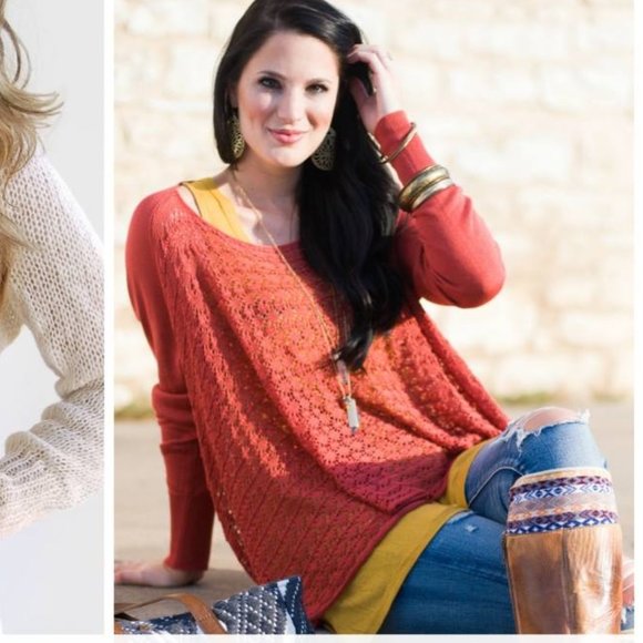 Grace & Lace light weight two fit knit cardigan poncho cover-up sweater spice OS - Picture 2 of 11